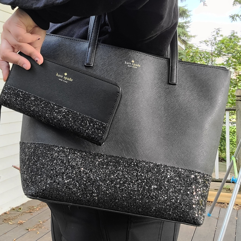 Kate Spade Sparkle Greta Tote with Wallet
